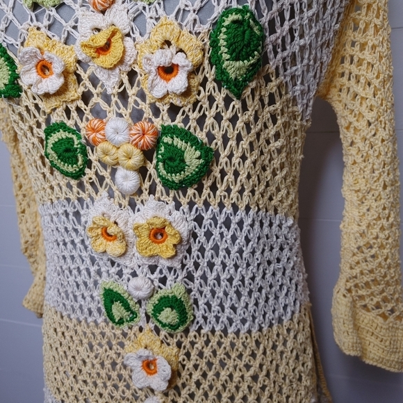 ADORABLE crochet floral swim cover/top S/M - Picture 5 of 13